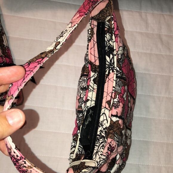 VB Mocha Rouge Mini Hobo Quilted Bag and Wallet Set Brown White Fuchsia Pink - Picture 10 of 15